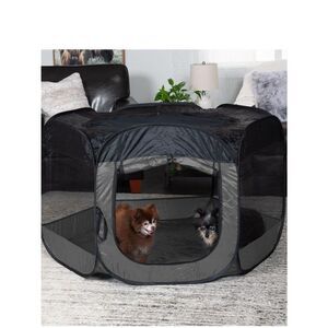 Portable Black and Gray Pop-Up Pet Playpen